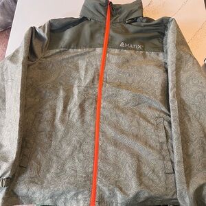 Matix Olive Jacket with Bright Orange Zipper